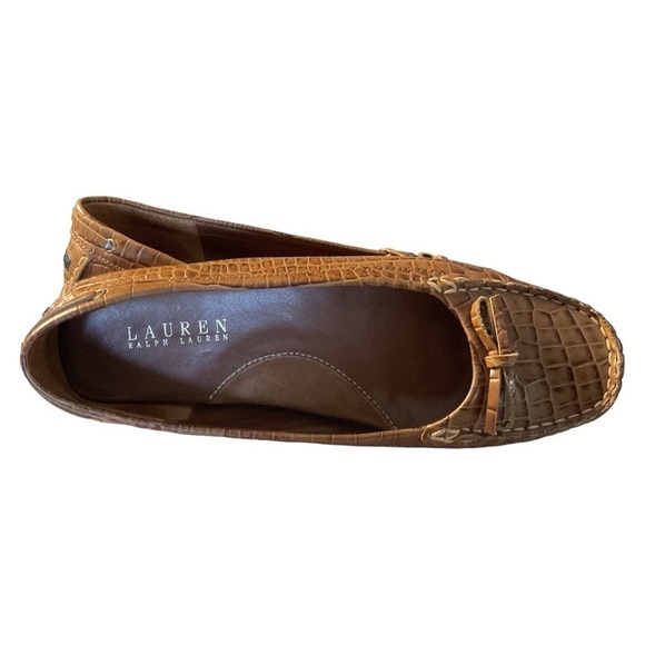 The Lauren Ralph Lauren Catrina Cognac Croc Leather Moc Toe Loafer - Picture 2 of 10